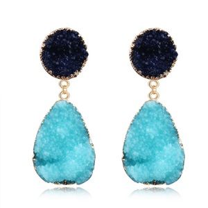 blue druzy earrings